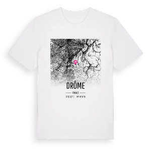 Drôme karta t-shirt – ekologisk bomull t-shirt från Pinshirt