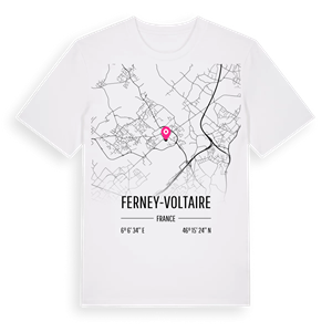 Ferney-Voltaire karta t-shirt – ekologisk bomull t-shirt från Pinshirt