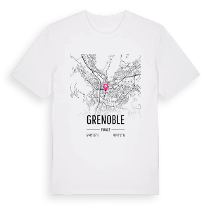 Grenoble karta t-shirt – ekologisk bomull t-shirt från Pinshirt