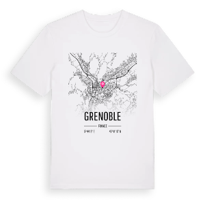 Grenoble karta t-shirt – ekologisk bomull t-shirt från Pinshirt