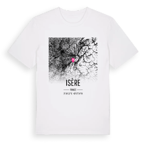 Isère karta t-shirt – ekologisk bomull t-shirt från Pinshirt
