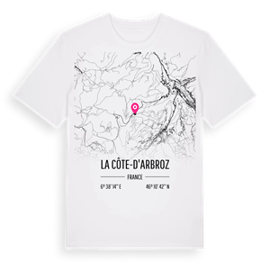 La Côte-d'Arbroz karta t-shirt – ekologisk bomull t-shirt från Pinshirt