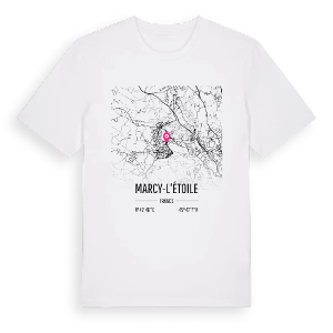 Marcy-l'Étoile karta t-shirt – ekologisk bomull t-shirt från Pinshirt