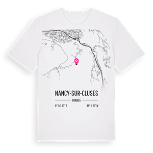 Nancy-sur-Cluses karta t-shirt – ekologisk bomull t-shirt från Pinshirt
