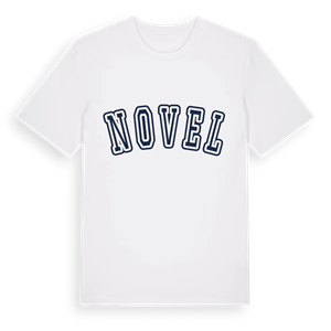 Novel college t-shirt – ekologisk bomull t-shirt från Pinshirt