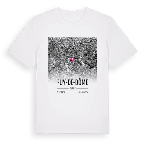 Puy-de-Dôme karta t-shirt – ekologisk bomull t-shirt från Pinshirt