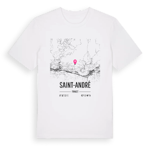 Saint-André karta t-shirt – ekologisk bomull t-shirt från Pinshirt