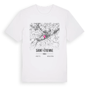 Saint-Étienne karta t-shirt – ekologisk bomull t-shirt från Pinshirt