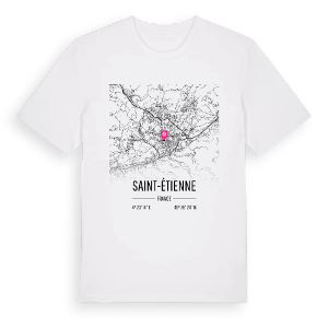 Saint-Étienne karta t-shirt – ekologisk bomull t-shirt från Pinshirt