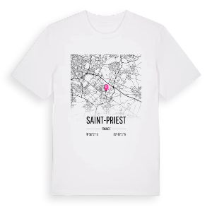 Saint-Priest karta t-shirt – ekologisk bomull t-shirt från Pinshirt