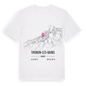 Thonon-les-Bains karta t-shirt – ekologisk bomull t-shirt från Pinshirt