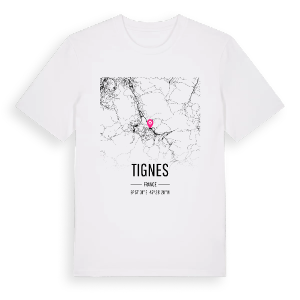 Tignes karta t-shirt – ekologisk bomull t-shirt från Pinshirt