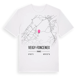 Veigy-Foncenex karta t-shirt – ekologisk bomull t-shirt från Pinshirt