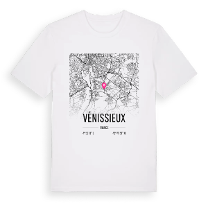 Vénissieux karta t-shirt – ekologisk bomull t-shirt från Pinshirt