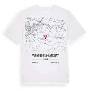 Vernosc-lès-Annonay karta t-shirt – ekologisk bomull t-shirt från Pinshirt