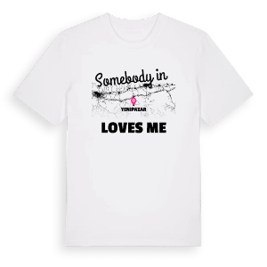 Någon i Yenipazar älskar mig t-shirt – ekologisk bomull t-shirt från Pinshirt
