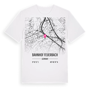 Bahnhof Feuerbach karta t-shirt – ekologisk bomull t-shirt från Pinshirt