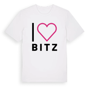 Jag älskar Bitz t-shirt stort tryck – ekologisk bomull t-shirt från Pinshirt