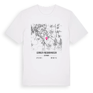 Edingen-Neckarhausen karta t-shirt – ekologisk bomull t-shirt från Pinshirt