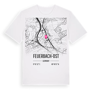 Feuerbach-Ost karta t-shirt – ekologisk bomull t-shirt från Pinshirt