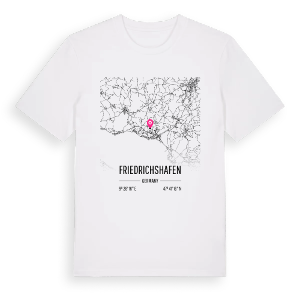 Friedrichshafen karta t-shirt – ekologisk bomull t-shirt från Pinshirt