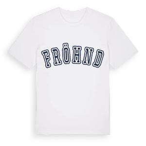 Fröhnd college t-shirt – ekologisk bomull t-shirt från Pinshirt
