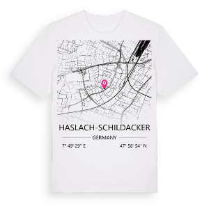Haslach-Schildacker karta t-shirt – ekologisk bomull t-shirt från Pinshirt