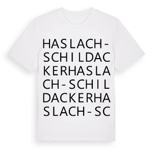 Haslach-Schildacker ordlek t-shirt – ekologisk bomull t-shirt från Pinshirt