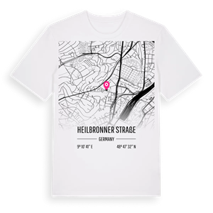 Heilbronner Straße karta t-shirt – ekologisk bomull t-shirt från Pinshirt