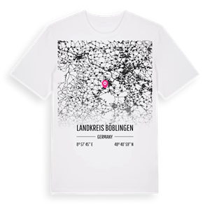 Landkreis Böblingen karta t-shirt – ekologisk bomull t-shirt från Pinshirt