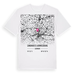 Landkreis Ludwigsburg karta t-shirt – ekologisk bomull t-shirt från Pinshirt