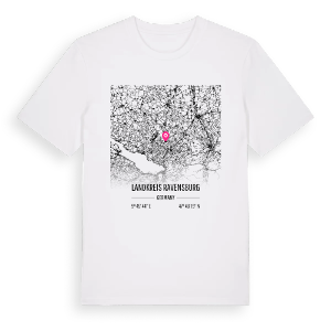 Landkreis Ravensburg karta t-shirt – ekologisk bomull t-shirt från Pinshirt