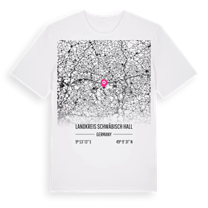 Landkreis Schwäbisch Hall karta t-shirt – ekologisk bomull t-shirt från Pinshirt