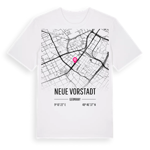 Neue Vorstadt karta t-shirt – ekologisk bomull t-shirt från Pinshirt