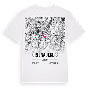 Ortenaukreis karta t-shirt – ekologisk bomull t-shirt från Pinshirt