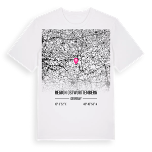 Region Ostwürttemberg karta t-shirt – ekologisk bomull t-shirt från Pinshirt