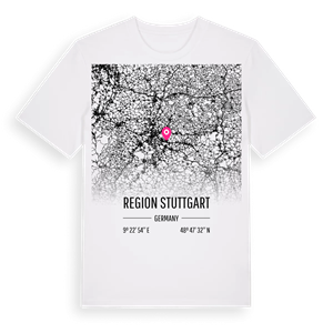 Region Stuttgart karta t-shirt – ekologisk bomull t-shirt från Pinshirt