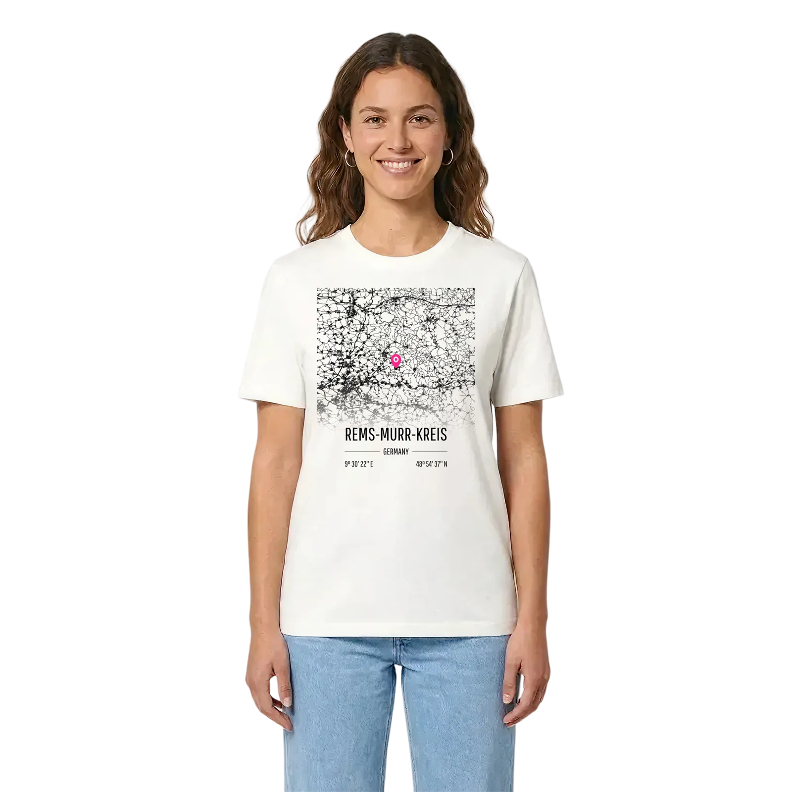 Rems-Murr-Kreis karta t-shirt – White, i miljö
