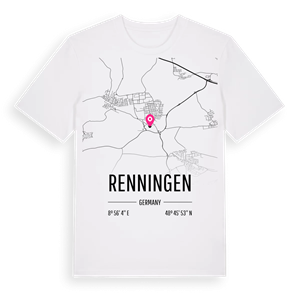 Renningen karta t-shirt – ekologisk bomull t-shirt från Pinshirt
