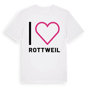 Jag älskar Rottweil t-shirt stort tryck – ekologisk bomull t-shirt från Pinshirt
