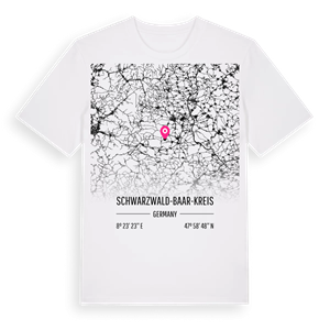 Schwarzwald-Baar-Kreis karta t-shirt – ekologisk bomull t-shirt från Pinshirt
