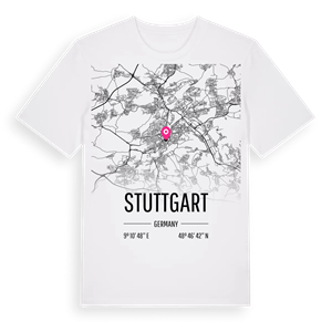 Stuttgart karta t-shirt – ekologisk bomull t-shirt från Pinshirt