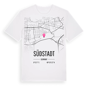 Südstadt karta t-shirt – ekologisk bomull t-shirt från Pinshirt