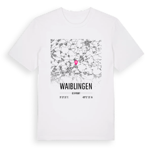 Waiblingen karta t-shirt – ekologisk bomull t-shirt från Pinshirt