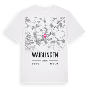 Waiblingen karta t-shirt – ekologisk bomull t-shirt från Pinshirt
