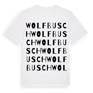 Wolfbusch ordlek t-shirt – ekologisk bomull t-shirt från Pinshirt