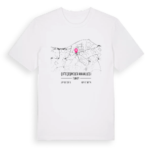 Çifteçeşmeler Mahallesi karta t-shirt – ekologisk bomull t-shirt från Pinshirt