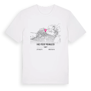 Hacı Yusuf Mahallesi karta t-shirt – ekologisk bomull t-shirt från Pinshirt