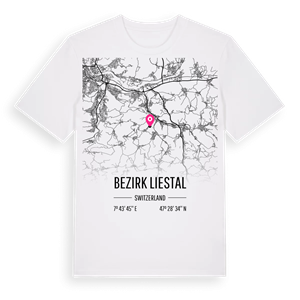 Bezirk Liestal karta t-shirt – ekologisk bomull t-shirt från Pinshirt