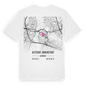 Altstadt, Innenstadt karta t-shirt – ekologisk bomull t-shirt från Pinshirt